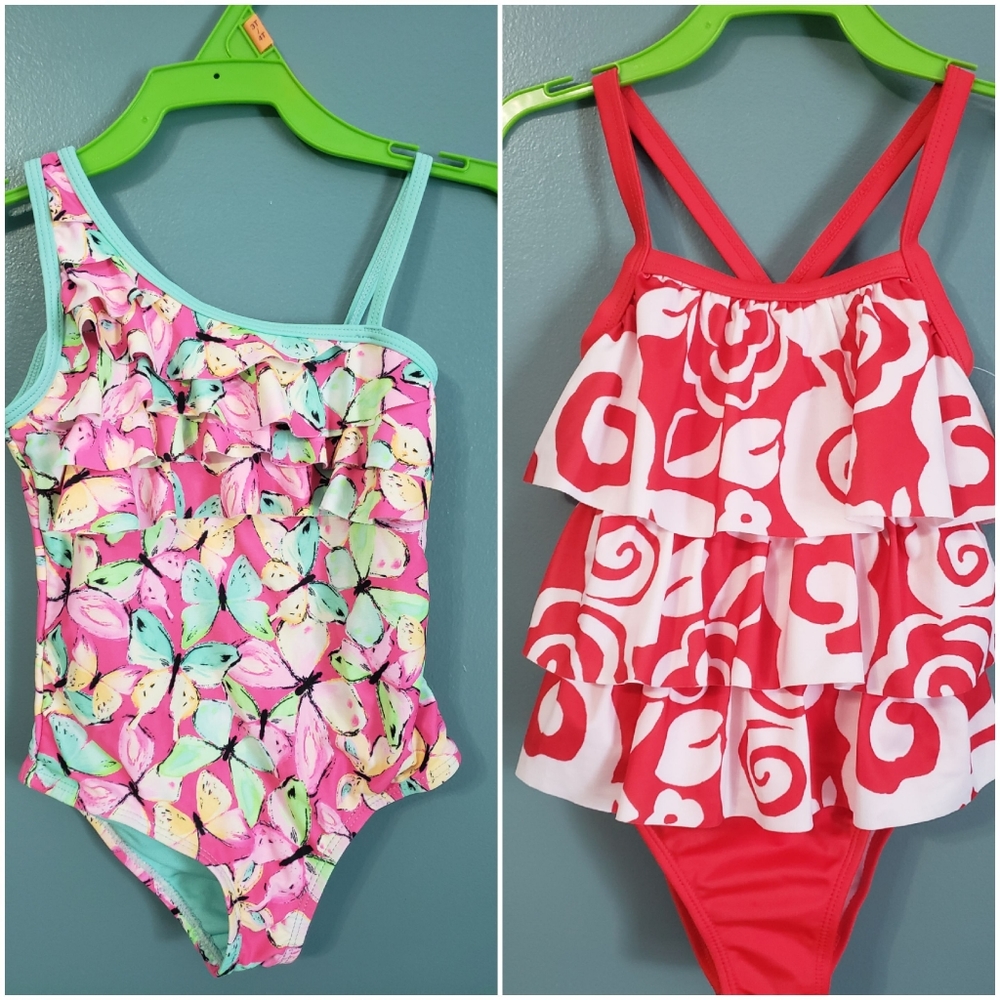 2 Girls 4T one piece suits, one NWT